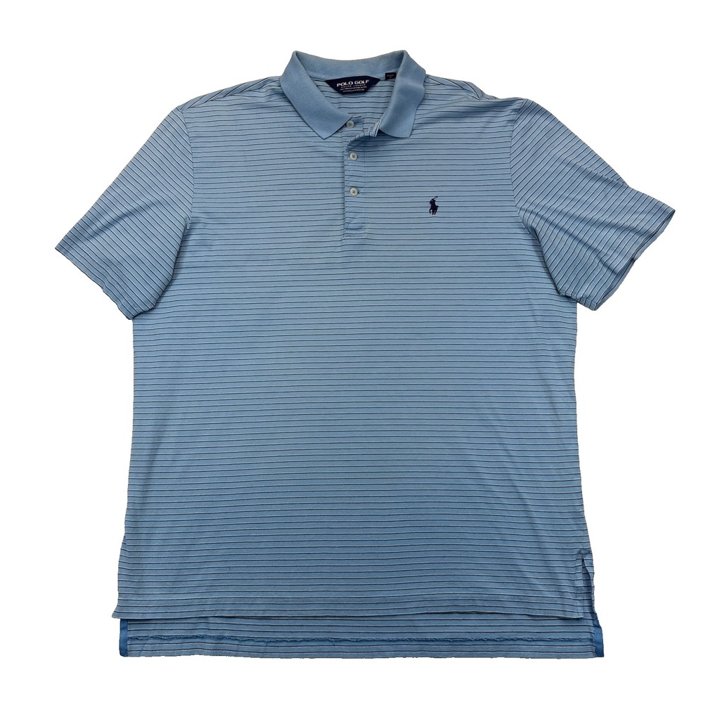 Polo Golf Ralph Lauren Striped Polo Shirt Mens XL Blue Pima Cotton Preppy